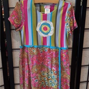 Zaza Kids Colorful Striped and Paisley Dress